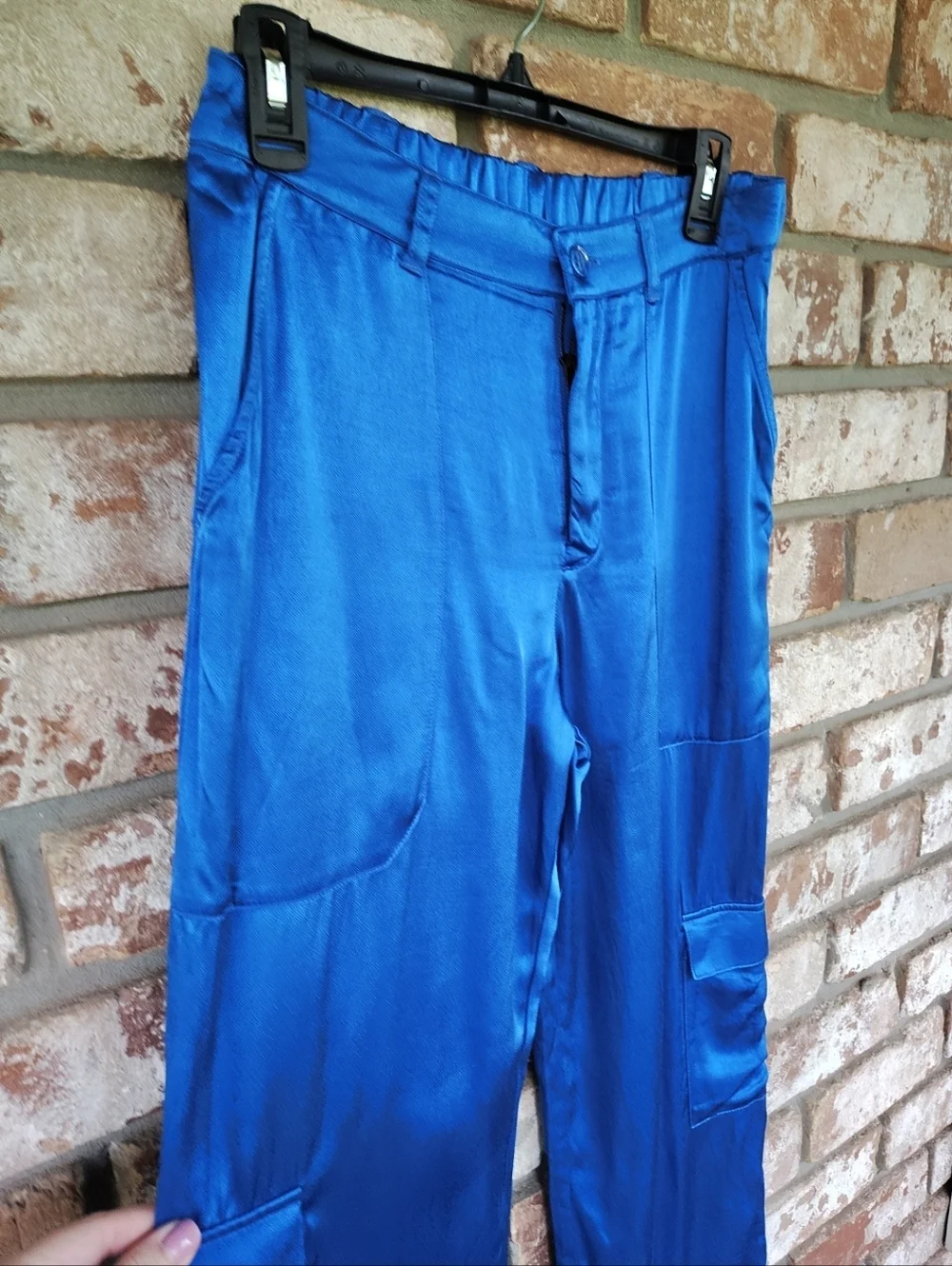 YFB Young Fabulous & Broke NWT  Royal Blue Satin Jogger Pants Sz S Indie Sleeze